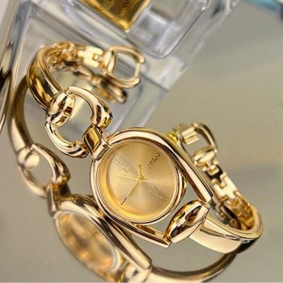 Stainless Steel Gold Plated Horseshoe Watch Bracelet